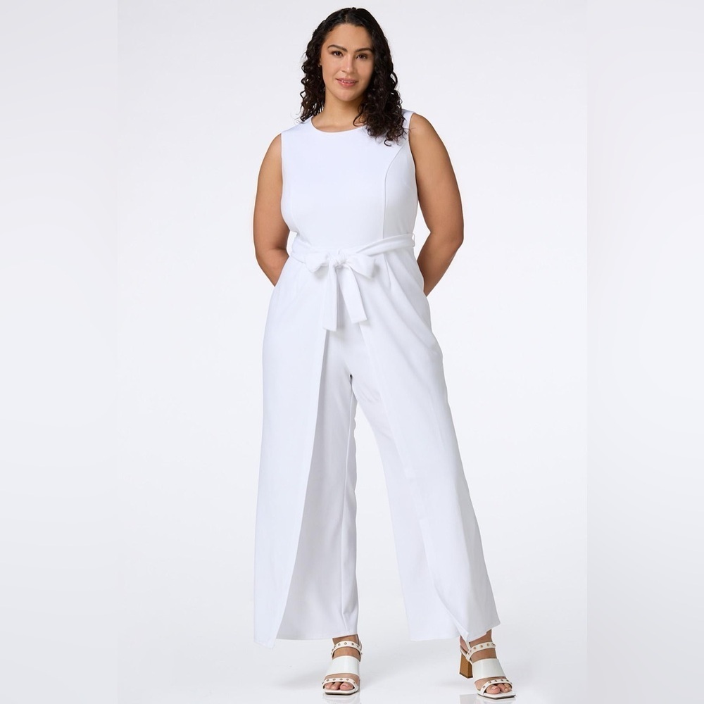 Elegant Cato Plus Size Jumpsuit White